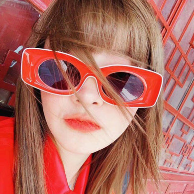 Vintage Sunglasses Woman Retro Square Gradient Shield Red Sun Glasses Female Pilot  Designer Oversized Eyewear