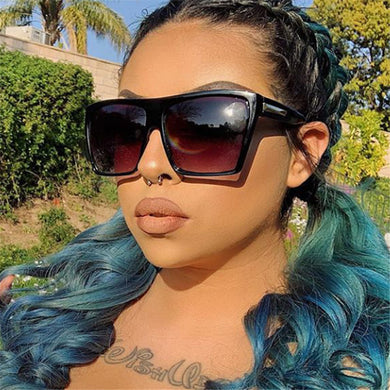 Vintage Sunglasses Women Brand Designer Oversized Sun Glasses Shades Large Black Lens Glasses UV400 Eyewear