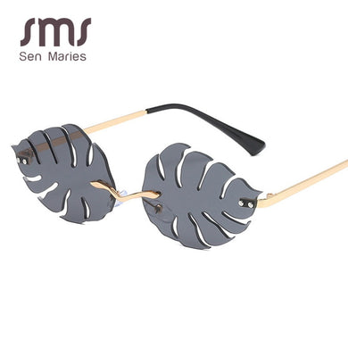 Vintage Sunglasses Women Steampunk Sun Glasses Men Retro Frameless Leaves Glasses Rimless Trend Small Eyeglasses Shades