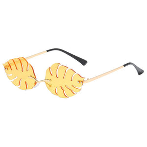 Vintage Sunglasses Women Steampunk Sun Glasses Men Retro Frameless Leaves Glasses Rimless Trend Small Eyeglasses Shades