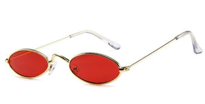 Vintage Tiny Skinny Sunglasses Men Women Small Oval Frame Gafas De Sol Classic Eyewear Red Yellow Sun Glasses