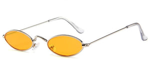 Vintage Tiny Skinny Sunglasses Men Women Small Oval Frame Gafas De Sol Classic Eyewear Red Yellow Sun Glasses