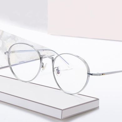 Vintage Titanium Glasses Frame Men Round  Prescription Myopia Optical Big Box Eyeglasses Women Ultralight Frame Eyewear
