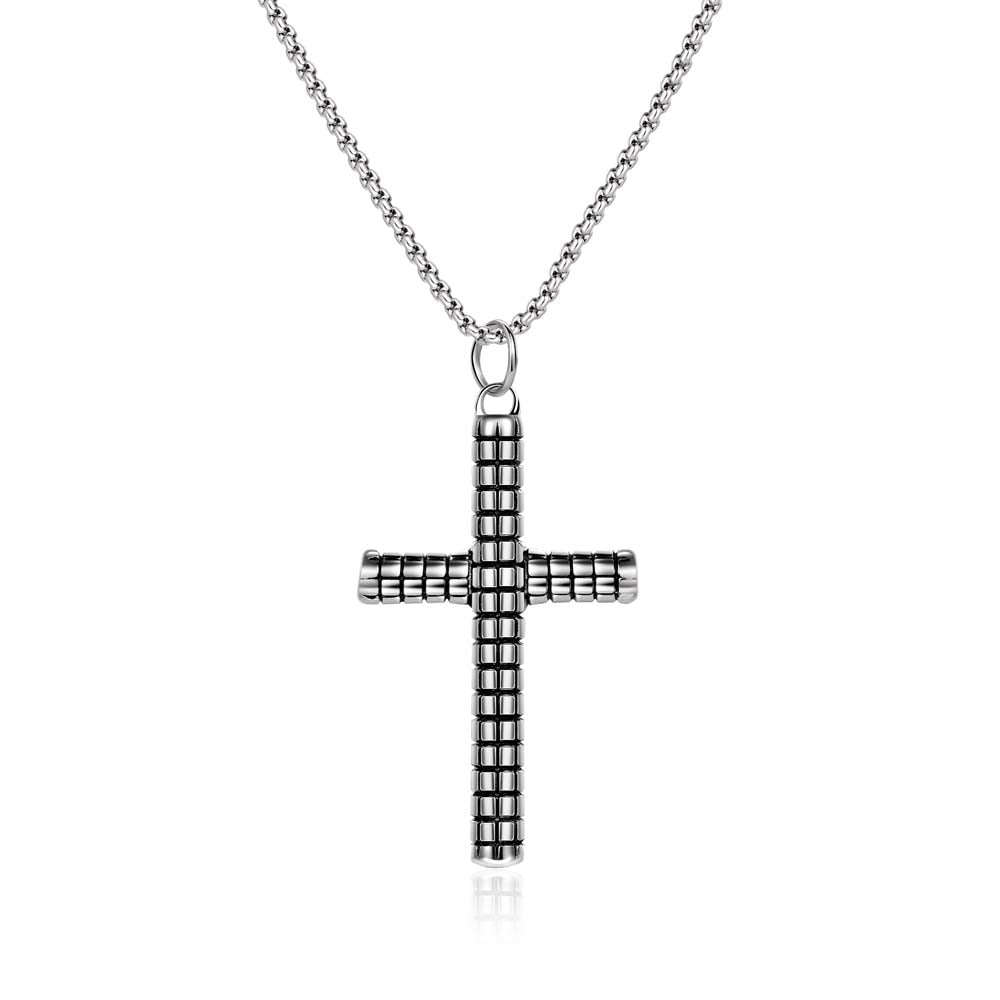 Vintage Titanium Steel Cross Pendant Necklace Men's Punk Rock Stainless Steel Jewelry Christmas Father Brothers Gift drop ship