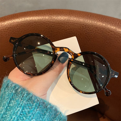 Vintage Tortoise Round Sunglasses Women 2023 Brand Designer Small Circle Black Men Sun Glasses Trendy Green Shades Eyewear UV400