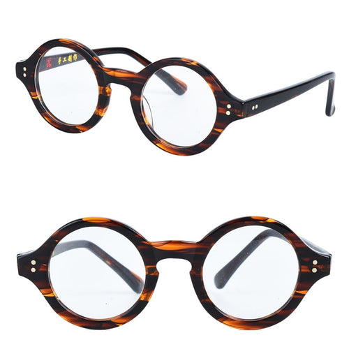 Vintage Tortoise Small Round 38mm Johnny Depp Japanese Hand Made Acetate Eyeglass Frames Myopia Rx Able Glasses