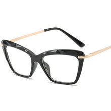 Load image into Gallery viewer, Vintage Transparent Cat Eye Crystal Glasses Frame For Women Retro Black Metal Frame Square Glasses UV400 Oculos De Grau Feminino