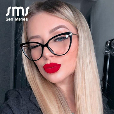 Vintage Transparent Cat Eye Glasses Frames Men Women Plastic Titanium Retro Optical Computer Eyeglasses Frame Clear