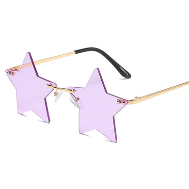 Vintage Unique Star Shape Mirror Rimless Sunglasses Women Clear Ocean Lens Eyewear Men Trending Sun Glasses Shades UV400