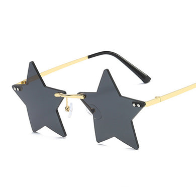 Vintage Unique Star Shape Mirror Rimless Sunglasses Women Clear Ocean Lens Eyewear Men Trending Sun Glasses Shades