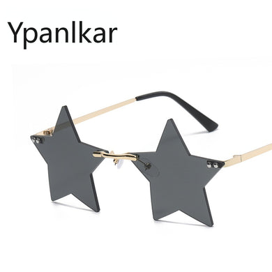 Vintage Unique Star Shape Mirror Rimless Sunglasses Women Clear Ocean Lens Eyewear Men Trending Sun Glasses Shades