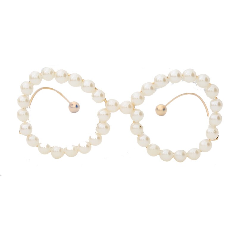 Vintage Women Pearl Glasses Frame 2023  Wave legs Cateye Sunglasses Rainbow Pearl Frames Clear Lens Female Eyewear