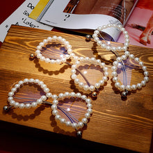 Load image into Gallery viewer, Vintage Women Pearl Glasses Frame 2023  Wave legs Cateye Sunglasses Rainbow Pearl Frames Clear Lens Female Eyewear