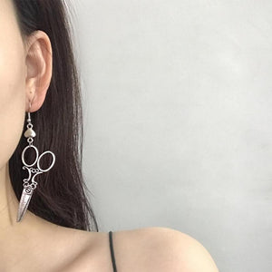 Vintage Women Scissors Design Dangle Hook Earrings Geometric Drop Earrings For Punk Party Casual Brinco