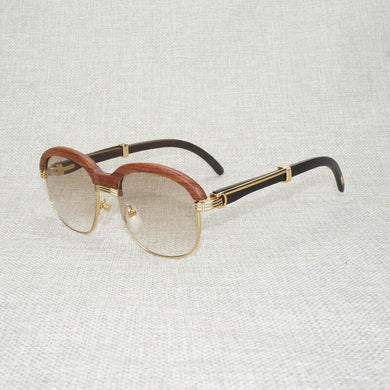 Vintage Wood Sunglasses Women Wrap Style Sun Glasses Gafas Men For Outdoor Round Clear Glasses Frame Shades Oculos Eyewear