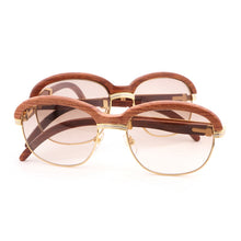 Carica l'immagine nel visualizzatore di Gallery, Vintage Wooden Sunglasses Women Men Wrap Clear Glasses Gafas For Club and Driving Round Retro Shades Eyewear Goggles