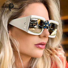 Load image into Gallery viewer, Vintage diamond sunglasses ladies  brand rhinestone sunglasses 2023 woman one piece square glasses