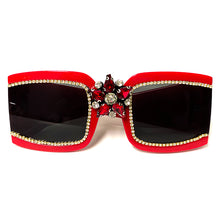 Load image into Gallery viewer, Vintage diamond sunglasses ladies  brand rhinestone sunglasses 2023 woman one piece square glasses