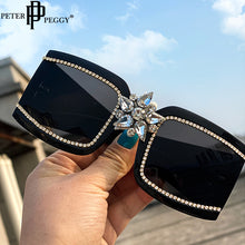 Load image into Gallery viewer, Vintage diamond sunglasses ladies  brand rhinestone sunglasses 2023 woman one piece square glasses