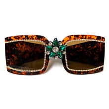 Load image into Gallery viewer, Vintage diamond sunglasses ladies  brand rhinestone sunglasses 2023 woman one piece square glasses