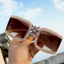 Load image into Gallery viewer, Vintage diamond sunglasses ladies  brand rhinestone sunglasses 2023 woman one piece square glasses