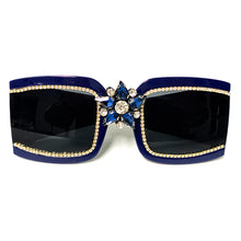 Load image into Gallery viewer, Vintage diamond sunglasses ladies  brand rhinestone sunglasses 2023 woman one piece square glasses