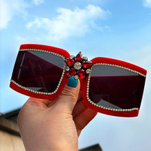 Load image into Gallery viewer, Vintage diamond sunglasses ladies  brand rhinestone sunglasses 2023 woman one piece square glasses