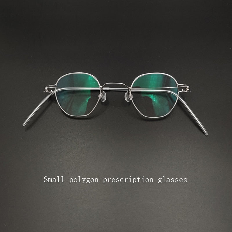 Vintage handmade polygonal small glasses retro prescription myopia presbyopia reading anti-blue light irregular glasses