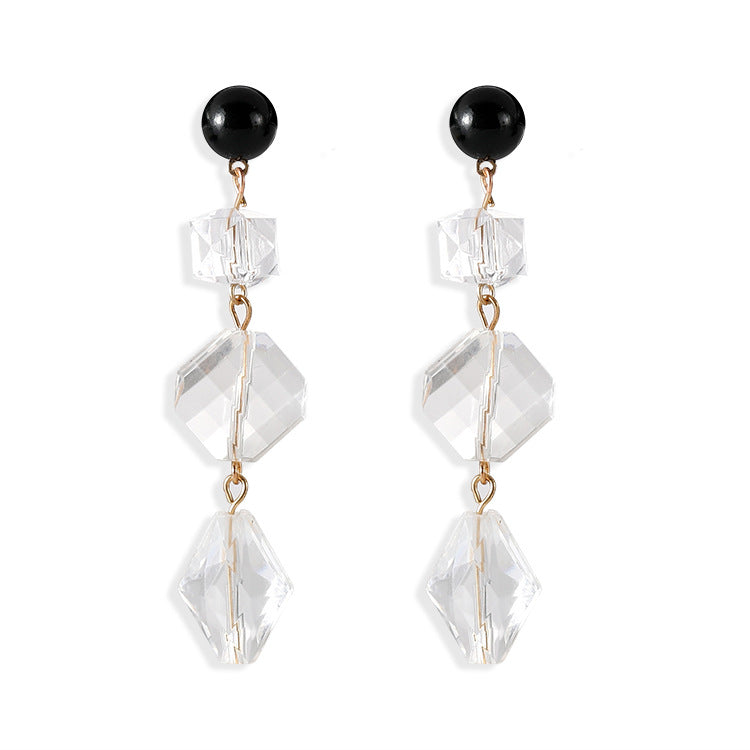 Vintage jewelry national style popular personality transparent fashion crystal earrings