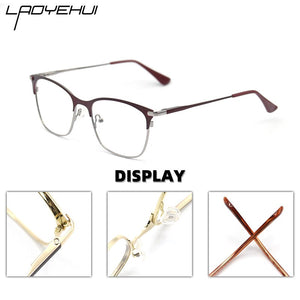 Vintage rectangle cat eye optical prescription metal eyeglasses frames diopters clear fake glasses women vintage
