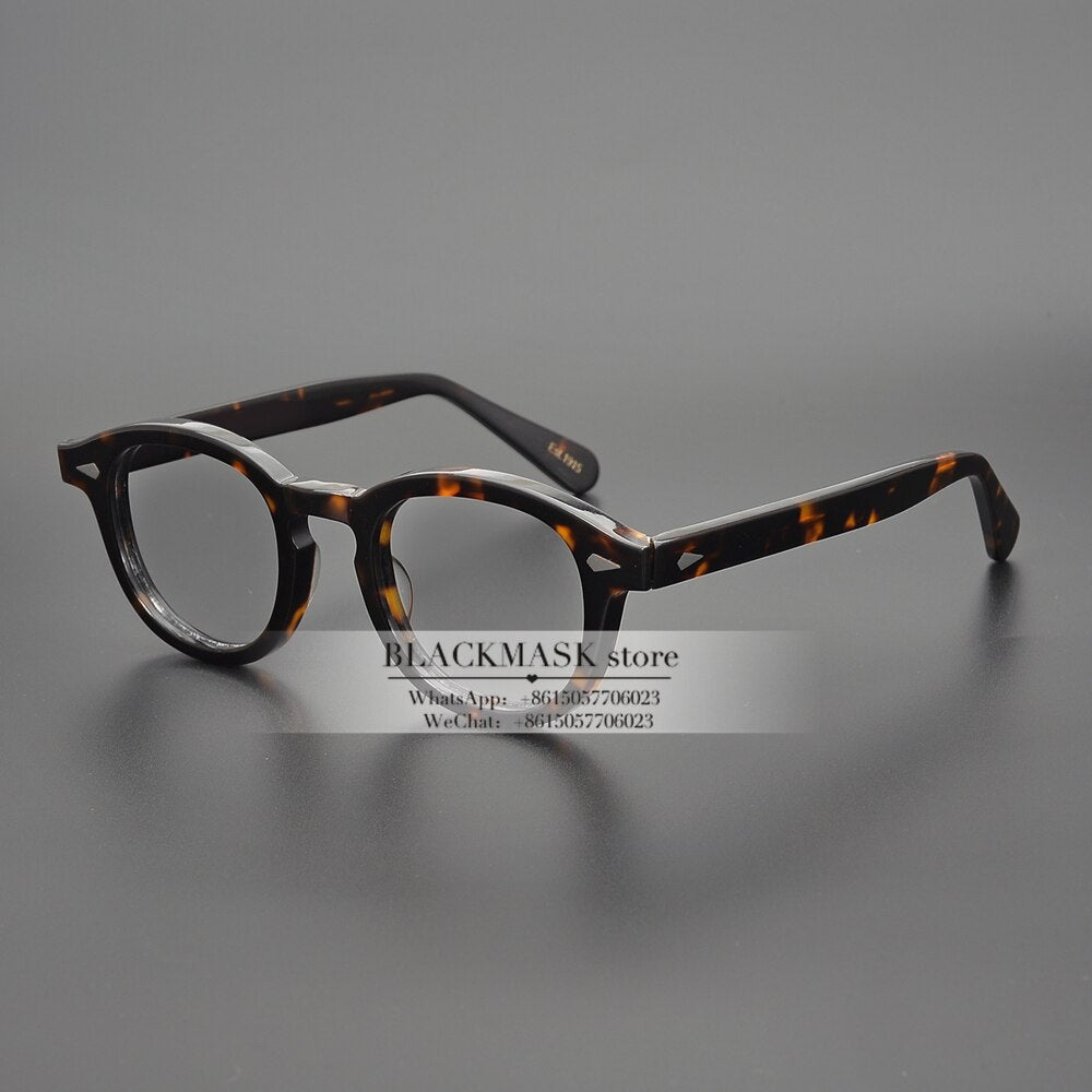 Johnny Depp Style Blonde Acetate Eyeglass Frames – Round, Hippie, Unisex, 44mm Lens Width