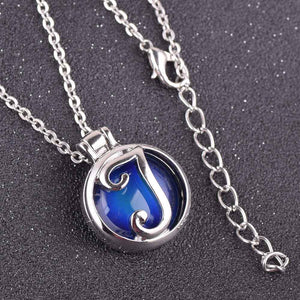 VisionMood 26 Initials Letter 2 In 1 Silver Pendant Choker Mood Necklace Temperature Change Color Feeling Emotional Color Woman