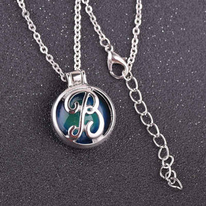 VisionMood 26 Initials Letter 2 In 1 Silver Pendant Choker Mood Necklace Temperature Change Color Feeling Emotional Color Woman