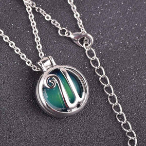 VisionMood 26 Initials Letter 2 In 1 Silver Pendant Choker Mood Necklace Temperature Change Color Feeling Emotional Color Woman