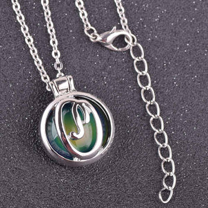 VisionMood 26 Initials Letter 2 In 1 Silver Pendant Choker Mood Necklace Temperature Change Color Feeling Emotional Color Woman