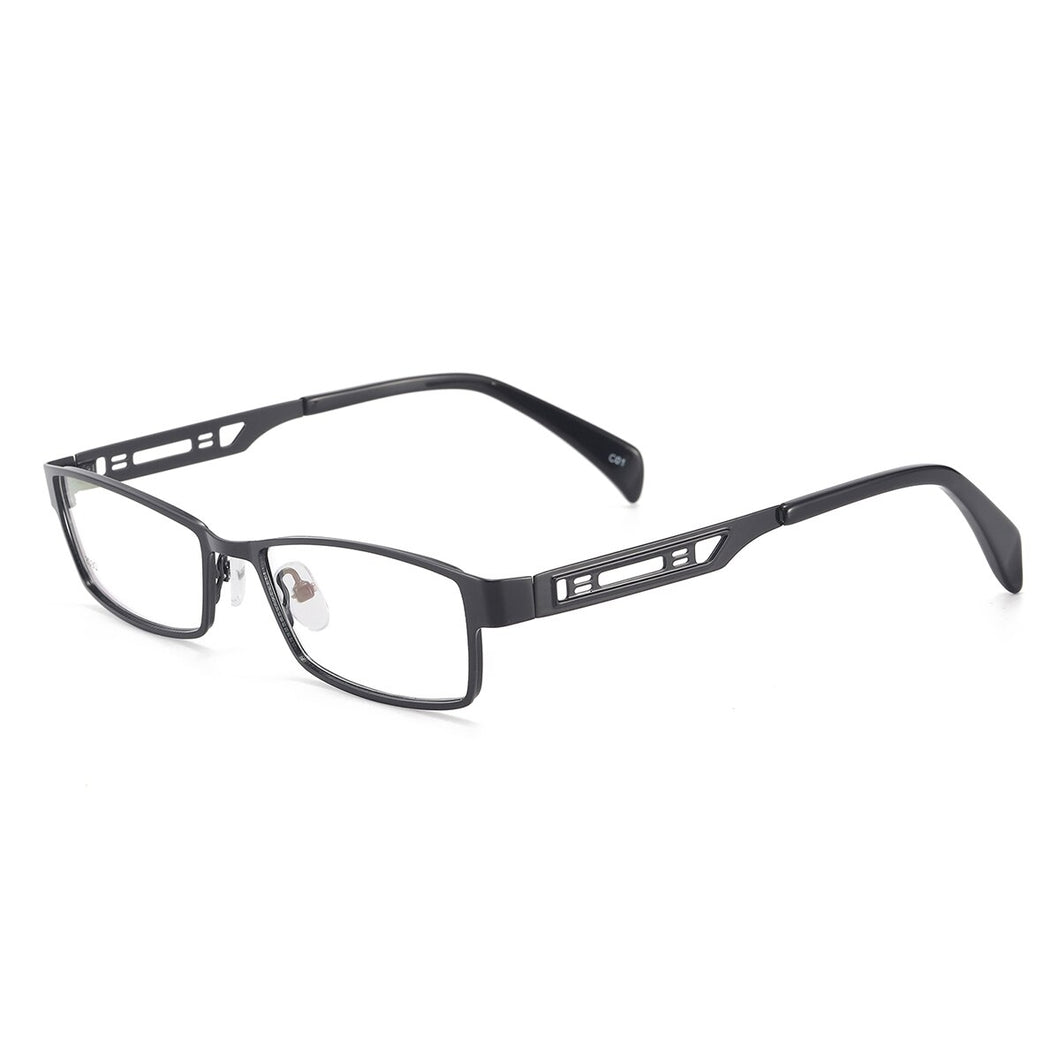 Visionect Men Eyeglasses Rectangular Metal Full Rim Glasses Frame For Prescription Lenses Myopia Reading Varifocal Lens