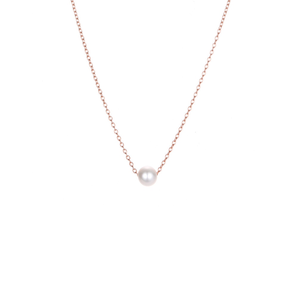 Visunion 316L Stainless Steel Necklace Exquisite Pearl Simple Rose Gold Color Link Chain Necklace Temperament Jewelry New Gift
