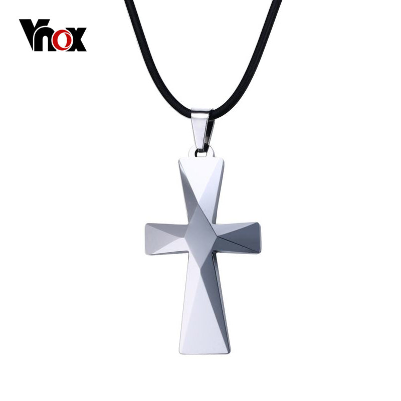 Cross Men's Necklaces & Pendants High Polished Tungsten Carbide Good Luck Necklace for Men Gift Jewelry