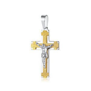 Cross Necklace For Men Byzantine Gold Silve Stainless Steel Chain Catholic Crucifix Pendant Male Punk Rock Ornaments
