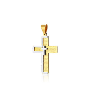 Cross Necklace For Men Byzantine Gold Silve Stainless Steel Chain Catholic Crucifix Pendant Male Punk Rock Ornaments