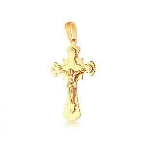 Cross Necklace For Men Byzantine Gold Silve Stainless Steel Chain Catholic Crucifix Pendant Male Punk Rock Ornaments