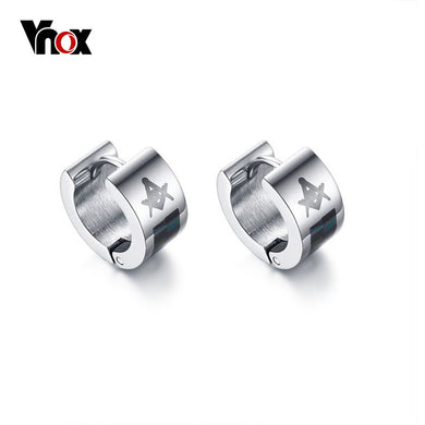 Cute Masonic Earrings for Men Stainless Steel Jewelry Free-Mason Best Friend