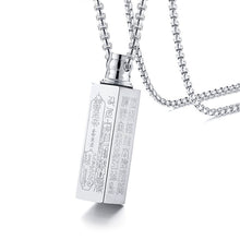 Load image into Gallery viewer, Hollow Tube Taoism Prayer Scripture Pendant for Men Women Stainless Steel Urn Cremation Openable Necklace Male Punk Jewlery