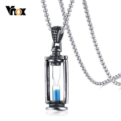 Memory Hourglass Men's Necklace Vintage Stainless Steel Pendants Promise Love Keepsake Gifts