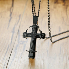 Load image into Gallery viewer, Men&#39;s Double Layers Cross Necklaces Stainless Steel Religious Prayer Male Gifts Jewelry