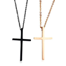 Load image into Gallery viewer, Mens Womens Cross Necklace Stainless Steel Chain Black/Rose Gold Color Suspension Pendants Couples Jewelry
