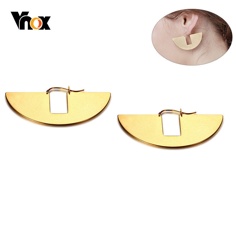 New Unique Geometric Earrings for Women Gold Tone Stainless Steel Fan-shaped Drop Earring Girl Party Gifts brinco
