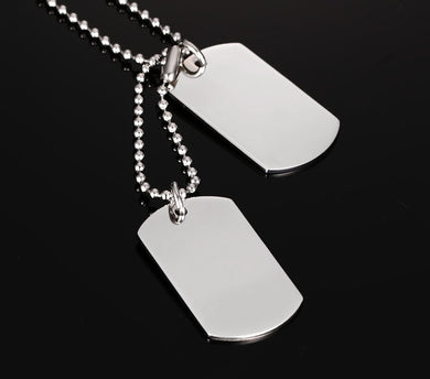 Stainless Steel Double Dog Tag Necklace for Men High Polished Pendant ID Men Jewelry 24 Chain Necklace