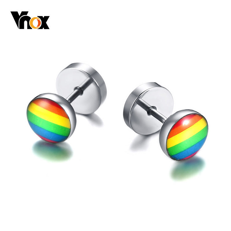 Stylish Rainbow Stud Earrings Never Fade Stainless Steel LGBT oorbel brinco Accessories