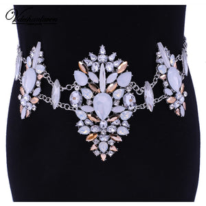 Luxury Crystal Chain Necklace Fashion Charm Waist Chain Luxury Maxi Statement Necklace For Women body jewelry